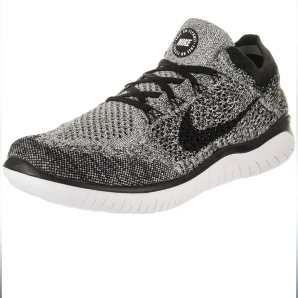 Nike Free RN Flyknit / Men's Size 7 Running Shoes Black Gray Oreo - Picture 1 of 7